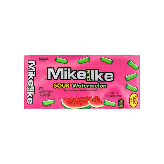 Mike And Ike Brand Actual Size  Artificially Flavored  Gluten Free Fat Free Sour Watermelon Chewy Sour Watermelon Flavored Candy  120 Grams