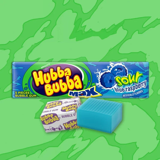 Hubba Bubba R Max Sour Blue Raspberry Artificially Flavored 5 Pieces Bubble Gum