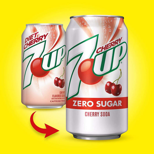 7 Up  Cherry Caffeine Free Zero Sugar Flavored With Other Natural Flavors 355 Milliliters Soda Drink