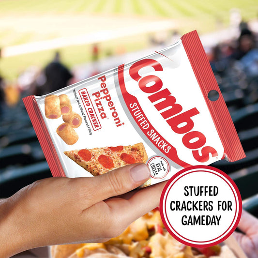 Combos Stuffed Snacks Filling Made With Real Cheese Pepperoni Pizza Baked Cracker Natural And Artificial Flavors 178.6 Grams