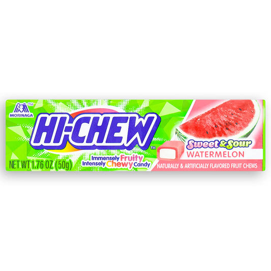 Hi-Chew Tm Morigana Tm Sweet And Sour Watermelon Naturally And Artificially Flavored Fruit Chews Immensely Fruity Intensely Chewy Candy 50 Grams