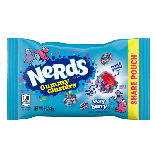 Nerds Candy  Sweet And Gummy Inside Tangy And Crunchy Outside Very Berry Naturally And Artificially Flavored Gummy Clusters Share Pouch  85 Grams