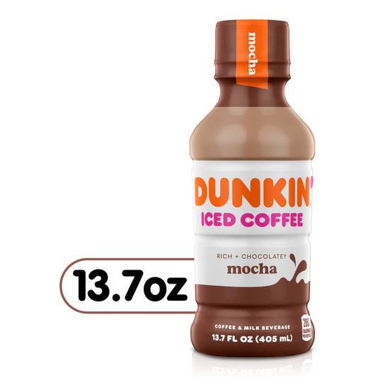 Dunkin R Iced Coffee Rich + Chocolatey Mocha Coffee And Milk Beverage 405 Milliliters  270 Calories Per Bottle