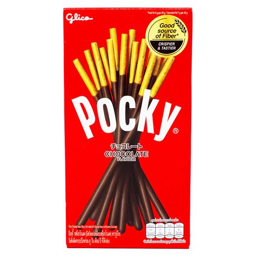 Pocky Chocolate Flavour  Glico High In Fiber Crispier And Tastier 40 Grams