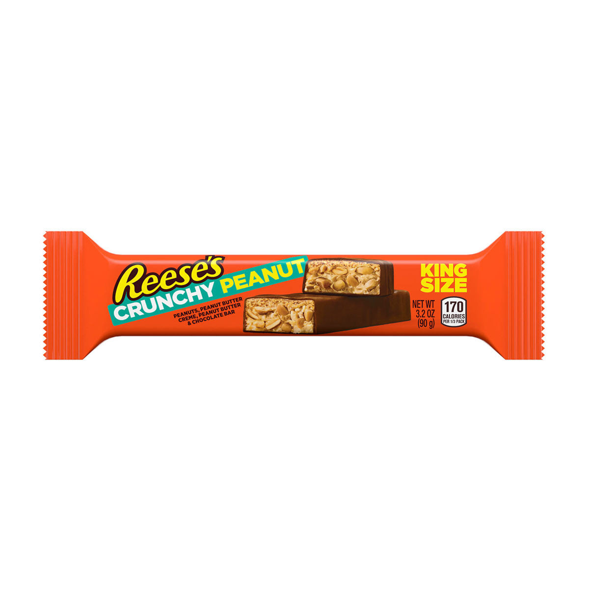 Reeses Crunchy Peanut Peanuts,Peanut Butter Creme,Peanut Butter And Chocolate Bar King Size 90 Grams