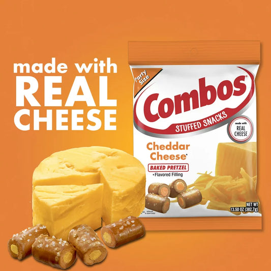 Combos Stuffed Snacks Filling Made With Real Cheese Cheddar Cheese Baked Pretzel Natural Flavor 178.6 Grams