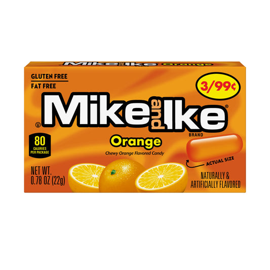 Mike And Ike Actual Size Naturally And Artificially Flavored Orange Chewy Orange Flavored Candy  22 Grams