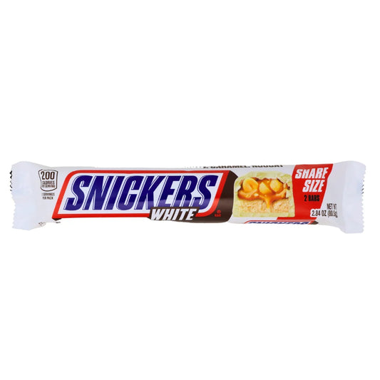 Snikers White White Chocolate,Peanuts,Caramel,Nougat Share Size 2 Bars 80.5 Grams